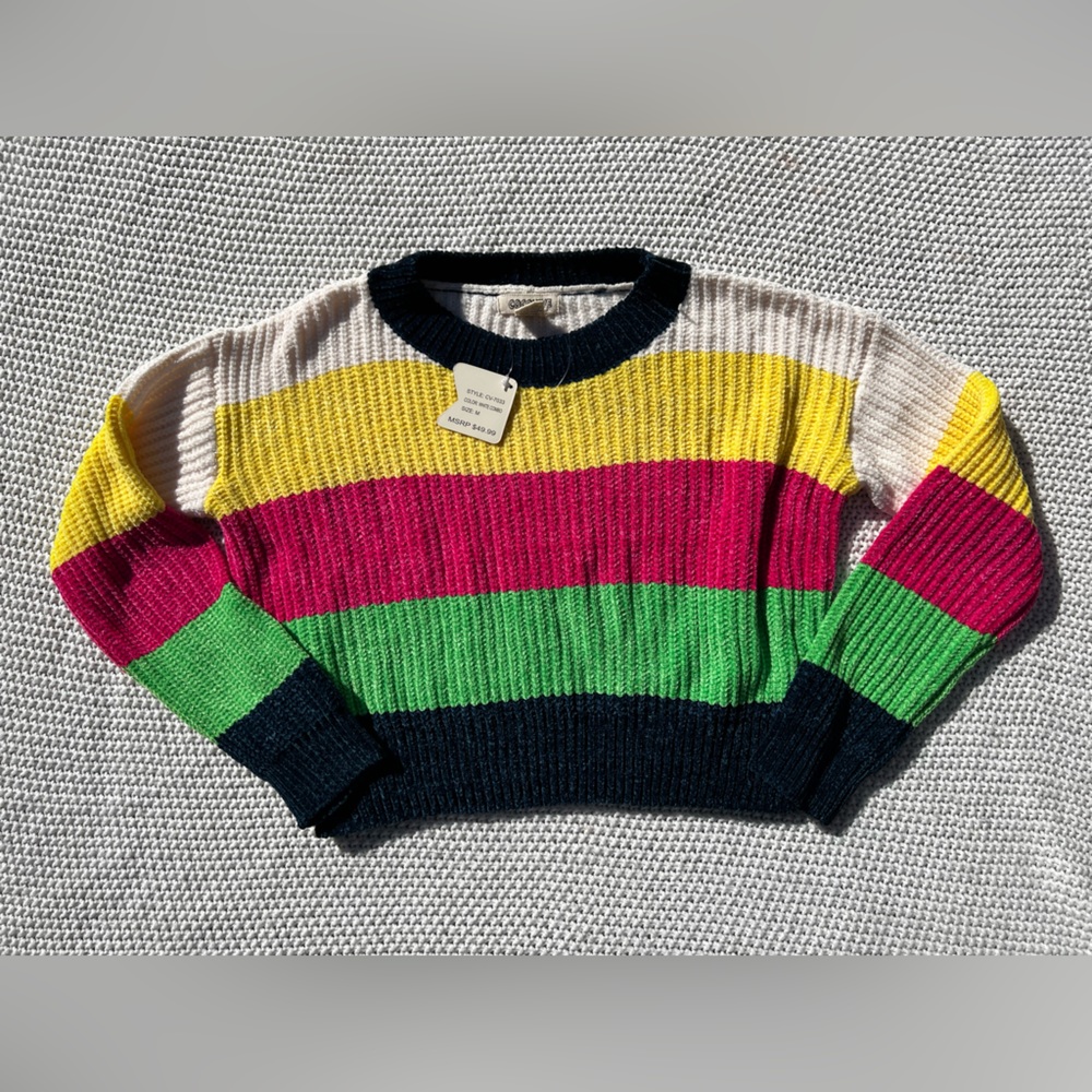 Multicolored Soft Slightly Cropped Sweater